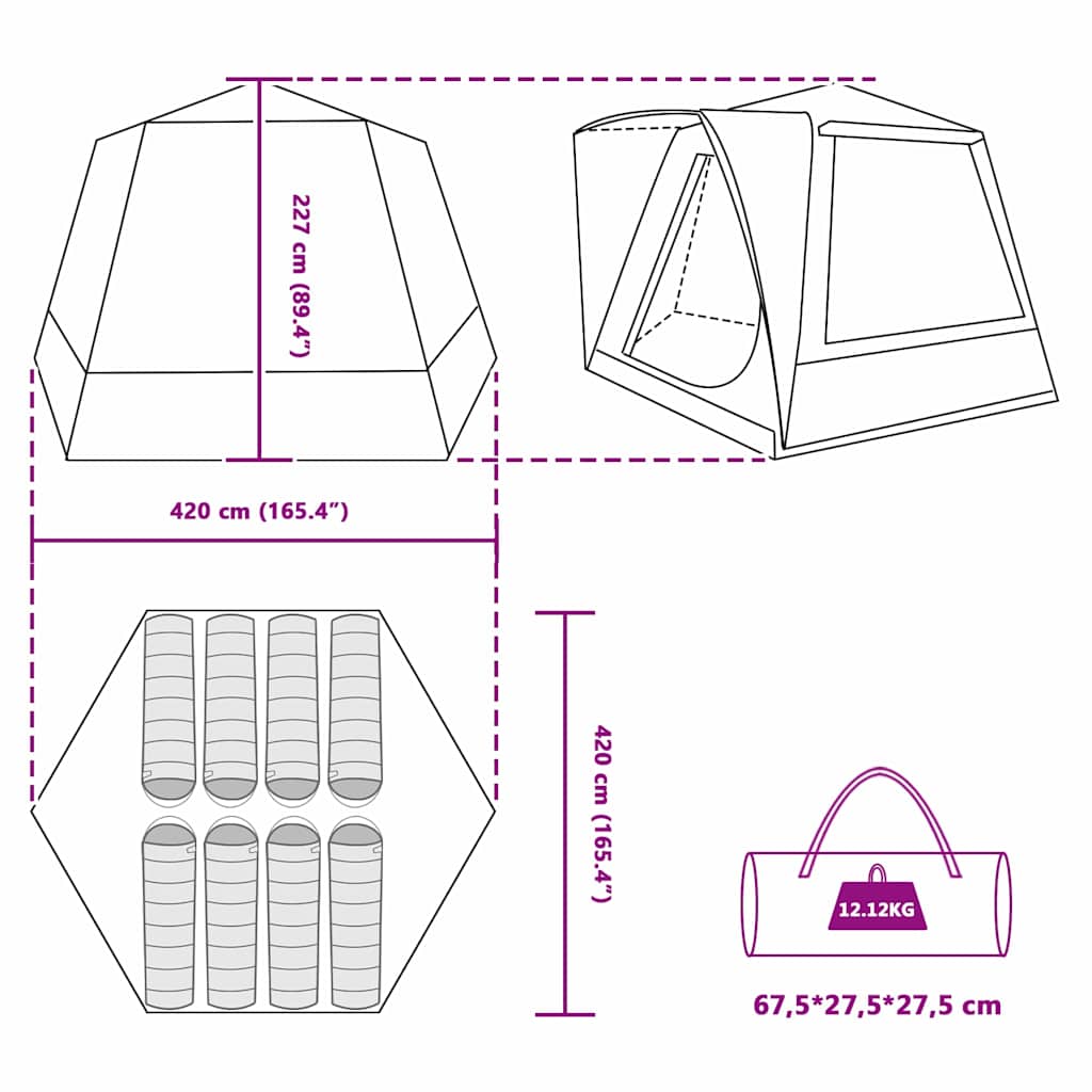 Camping Tent Huisje Met Dak 420 X 420 X 227 Cm Polyester