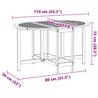 Tuinstafel Bruin 110 X 60 X 72 Cm Massief Acaciahout