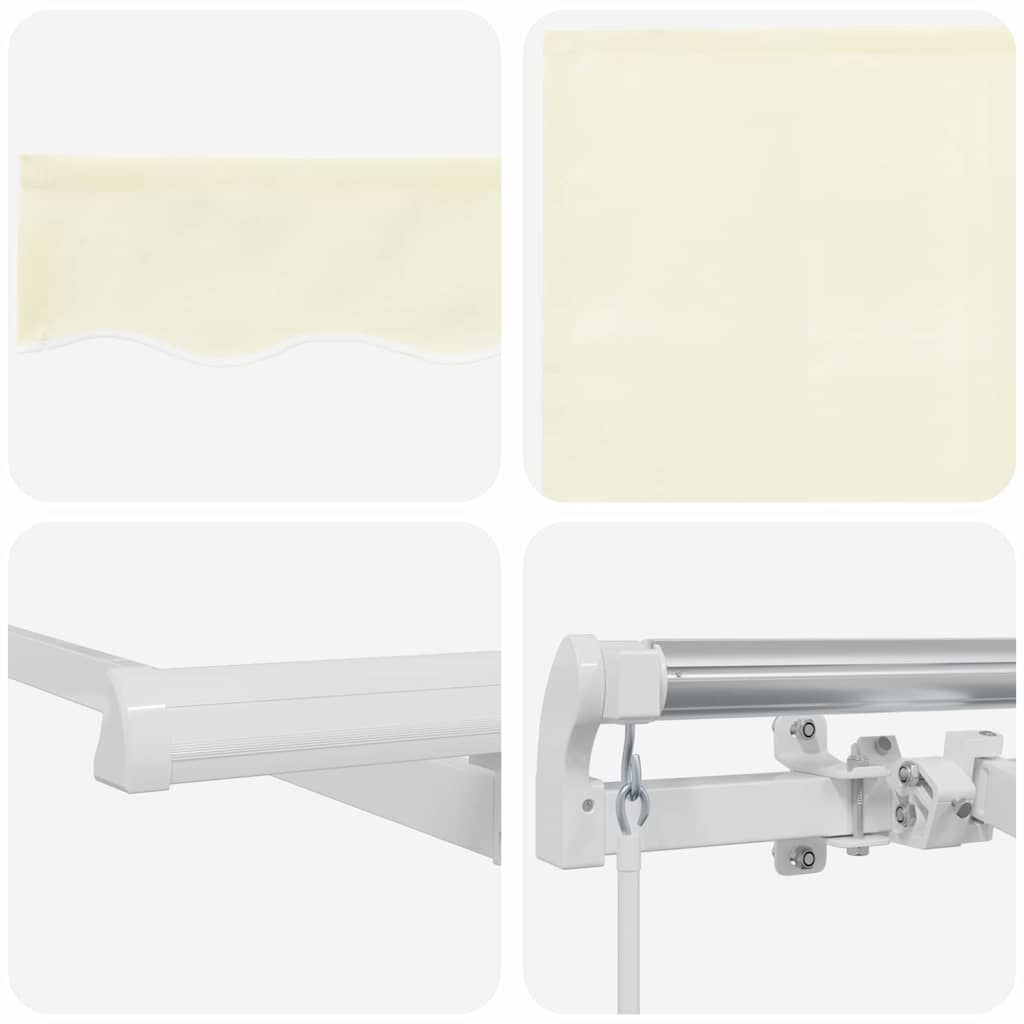 Inklapbaar Zonnescherm Crème 250 X 200 Cm Stof Crèmekleurig (Wit Frame)