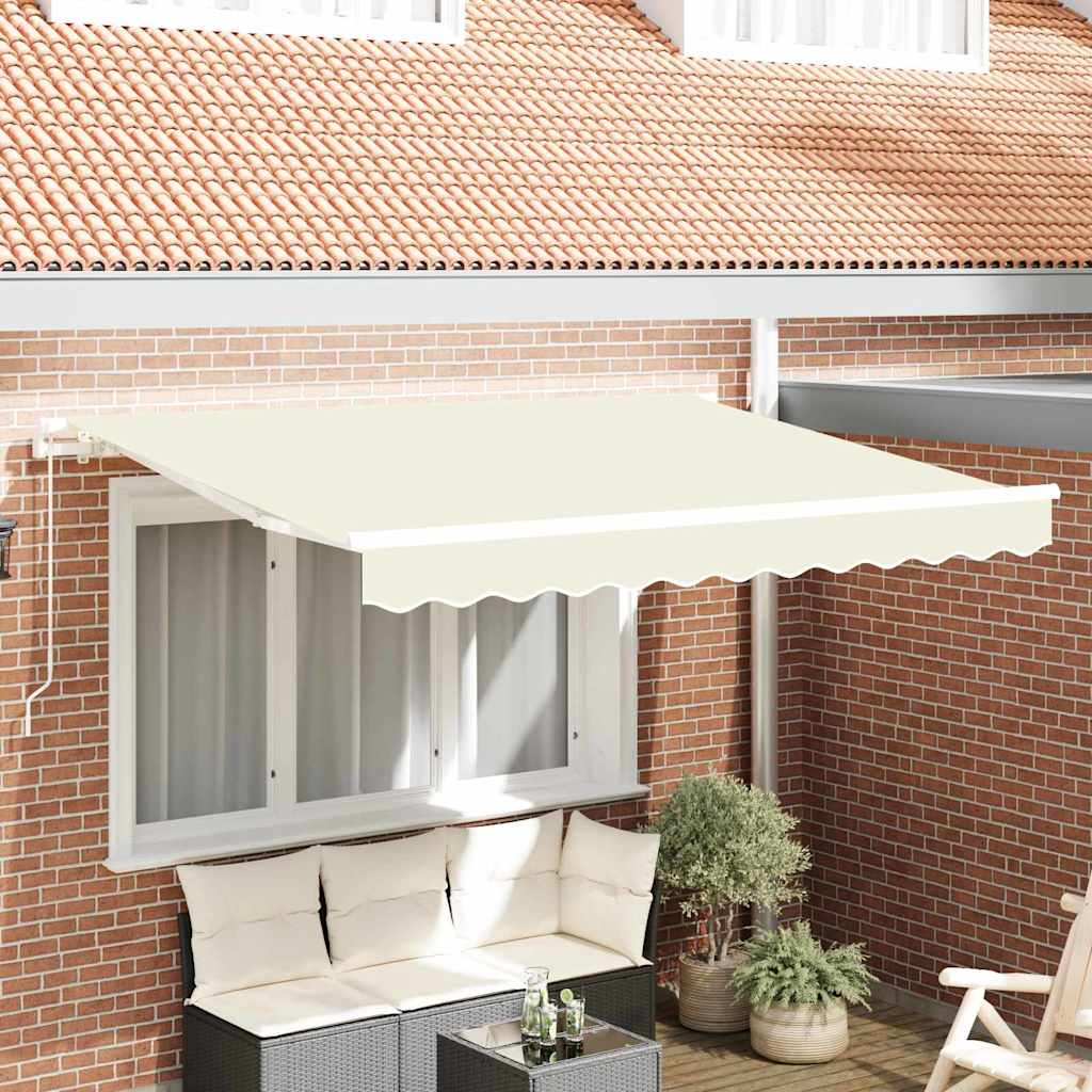 Inklapbaar Zonnescherm Crème 250 X 200 Cm Stof Crèmekleurig (Wit Frame)