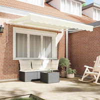 Inklapbaar Zonnescherm Crème 250 X 200 Cm Stof Crèmekleurig (Wit Frame)