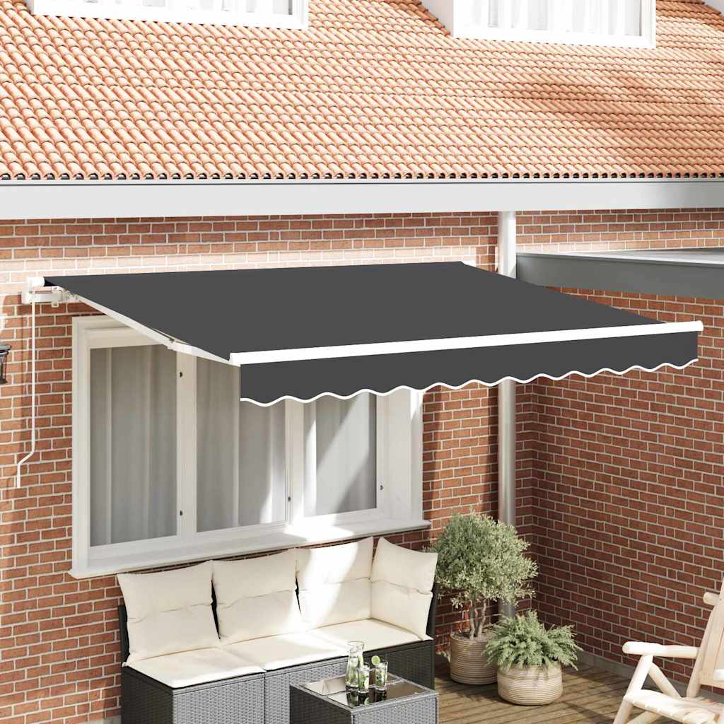 Inklapbaar Zonnescherm Antraciet 350 X 200 Cm Stof Antracietkleurig (Wit Frame)