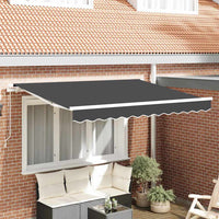 Inklapbaar Zonnescherm Antraciet 350 X 200 Cm Stof Antracietkleurig (Wit Frame)