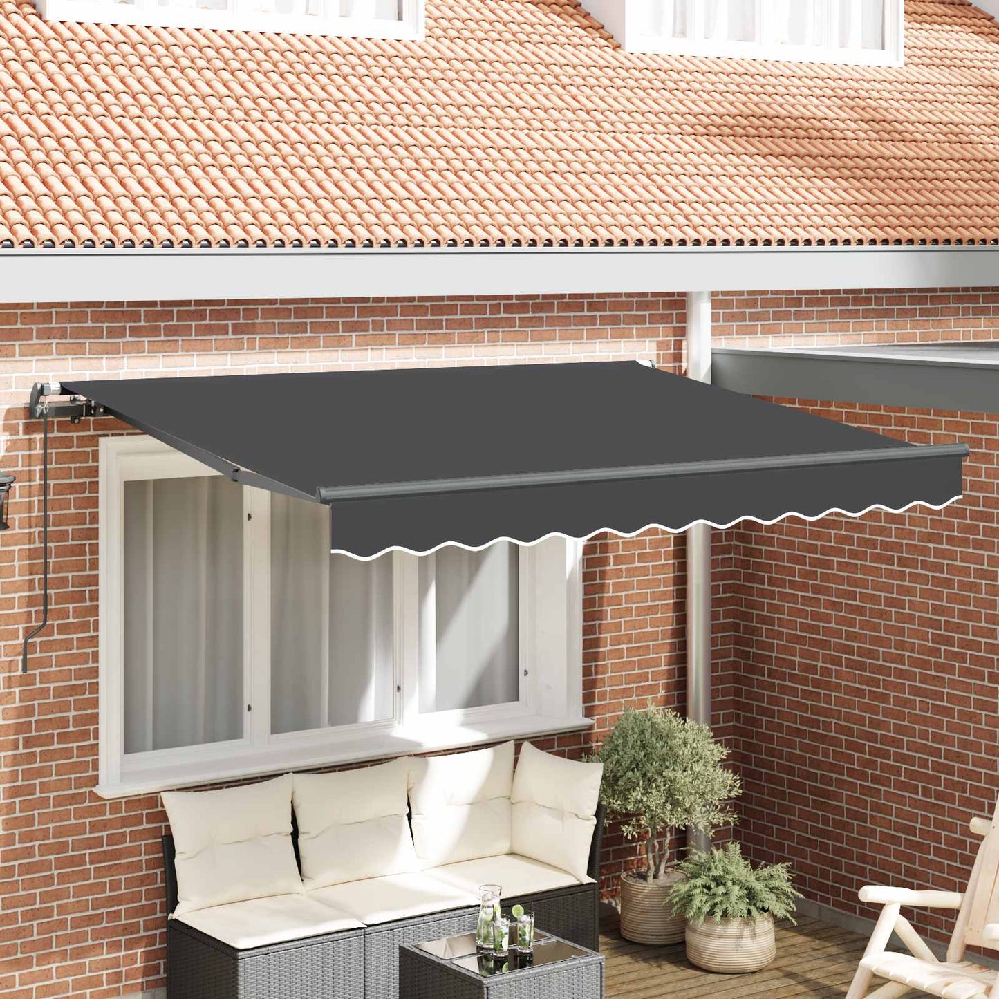 Inklapbaar Zonnescherm Antraciet 350 X 200 Cm Stof Anthraciet (Anthraciet Frame)