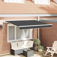 Inklapbaar Zonnescherm Antraciet 350 X 200 Cm Stof Antracietkleurig (Wit Frame)