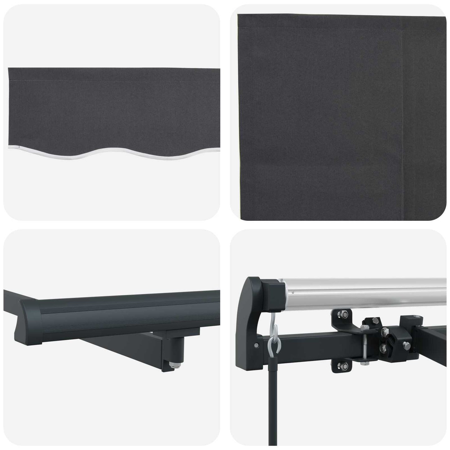 Inklapbaar Zonnescherm Antraciet 350 X 200 Cm Stof Anthraciet (Anthraciet Frame)
