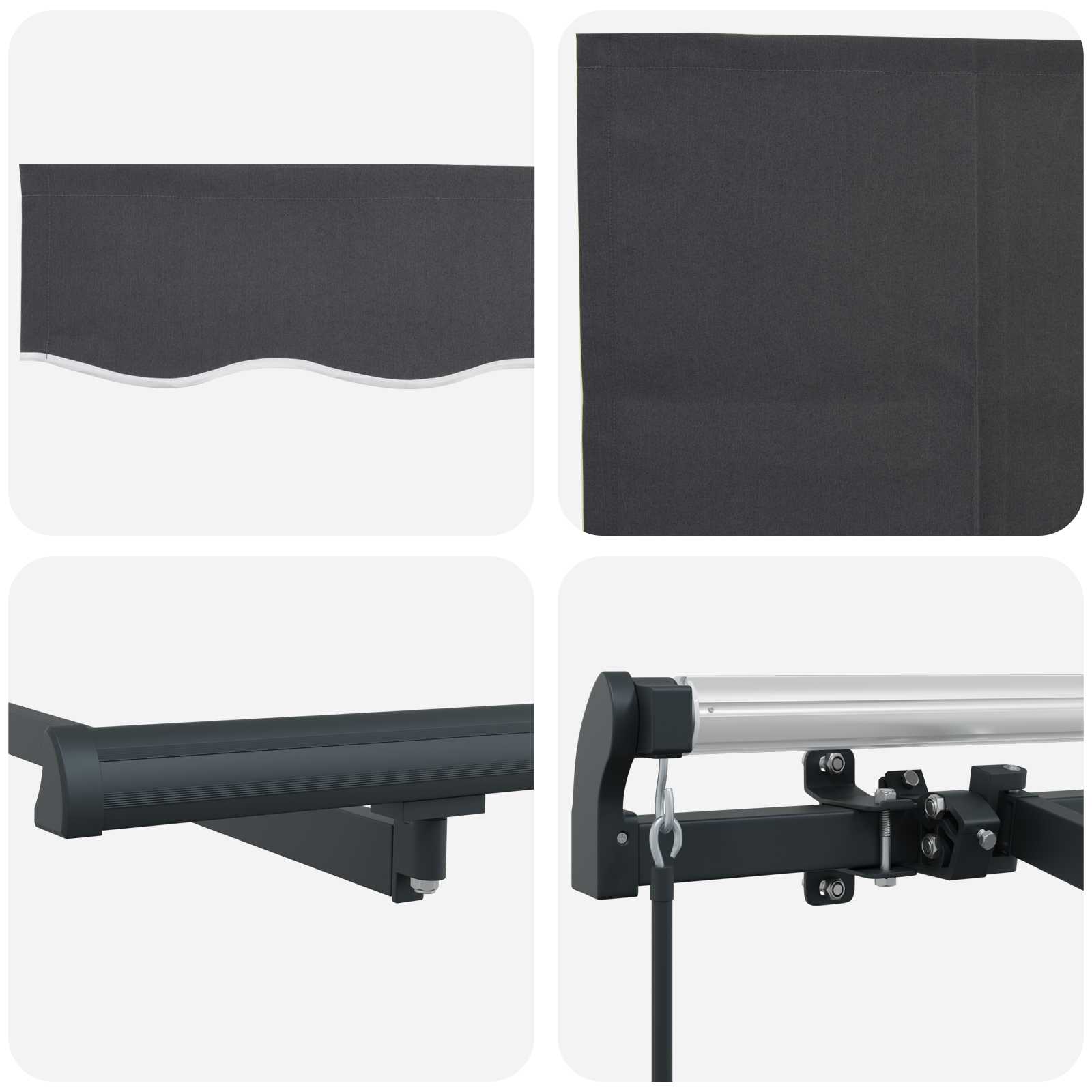 Inklapbaar Zonnescherm Antraciet 350 X 200 Cm Stof Anthraciet (Anthraciet Frame)