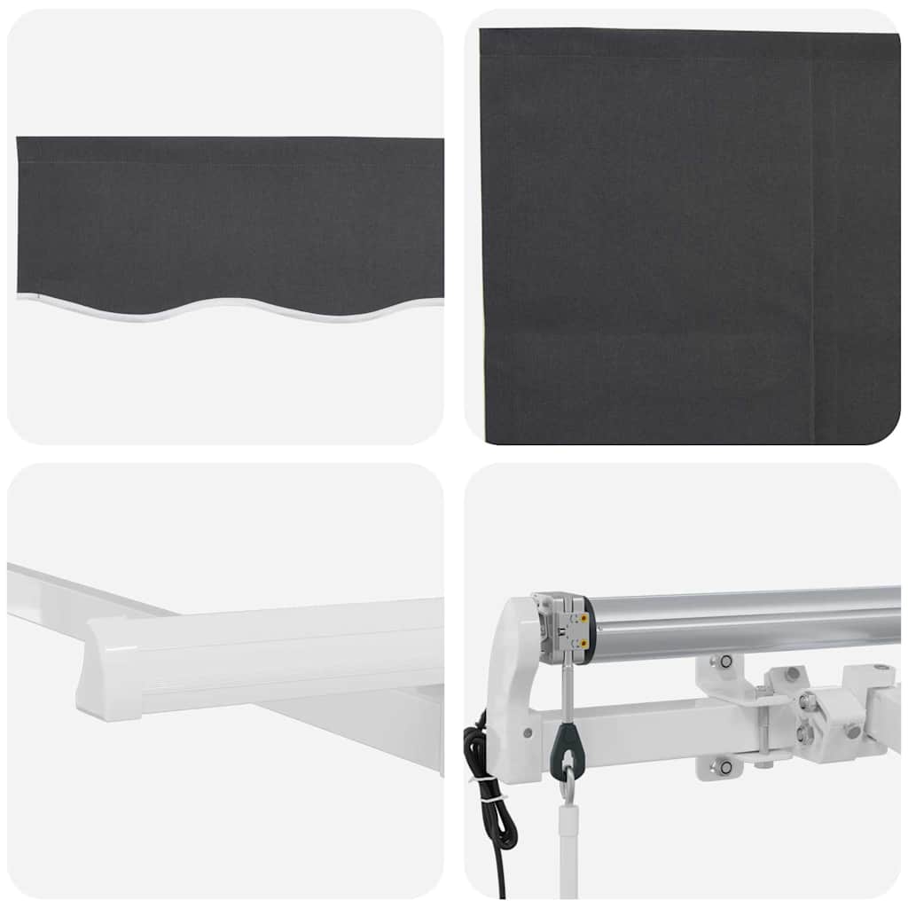 Inklapbaar Zonnescherm Antraciet 350 X 200 Cm Stof Antracietkleurig (Wit Frame)