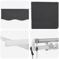 Inklapbaar Zonnescherm Antraciet 350 X 200 Cm Stof Antracietkleurig (Wit Frame)