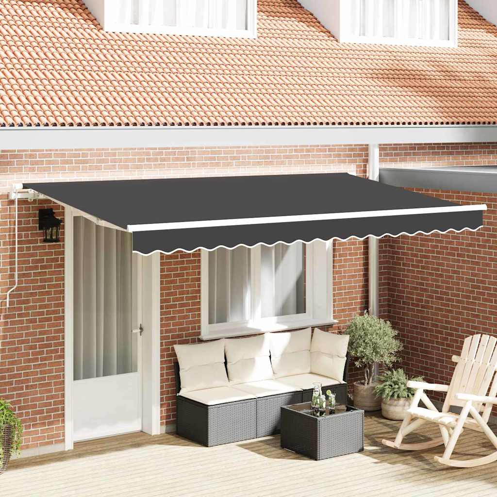 Inklapbaar Zonnescherm Antraciet 350 X 200 Cm Stof Antracietkleurig (Wit Frame)
