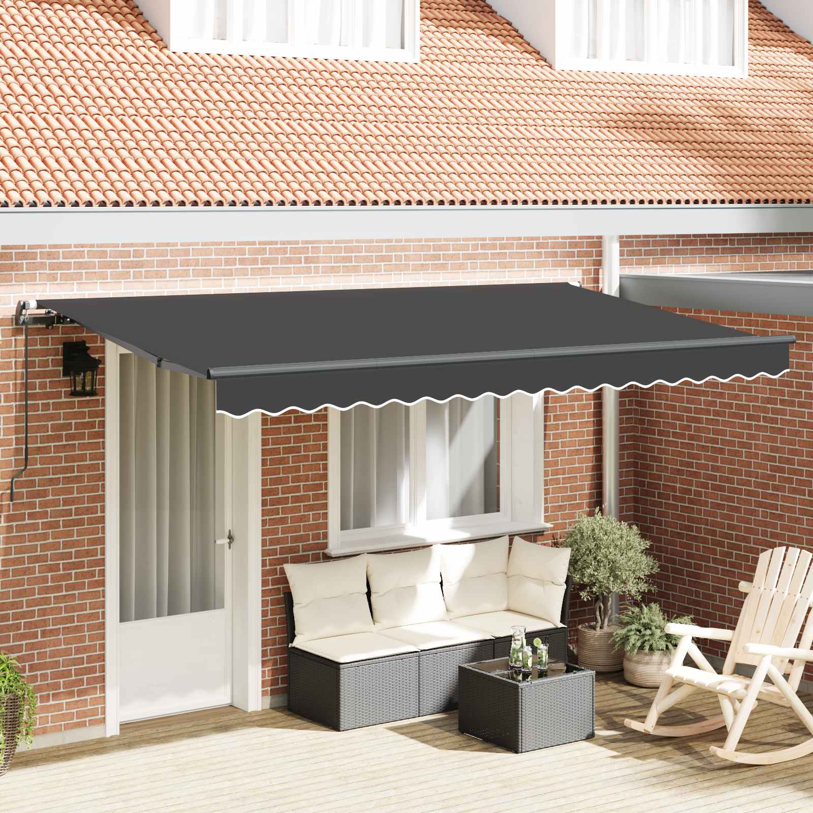 Inklapbaar Zonnescherm Antraciet 350 X 200 Cm Stof Anthraciet (Anthraciet Frame)