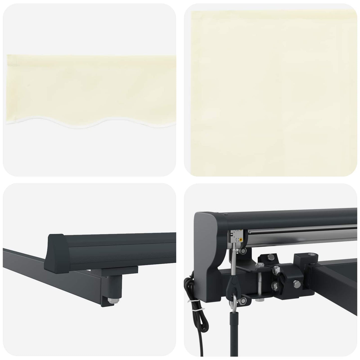 Inklapbaar Zonnescherm Crème 350 X 250 Cm Crème (Anthraciet Frame)