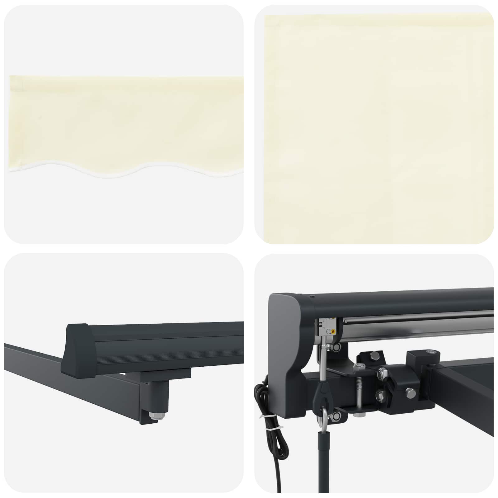 Inklapbaar Zonnescherm Crème 350 X 250 Cm Crème (Anthraciet Frame)