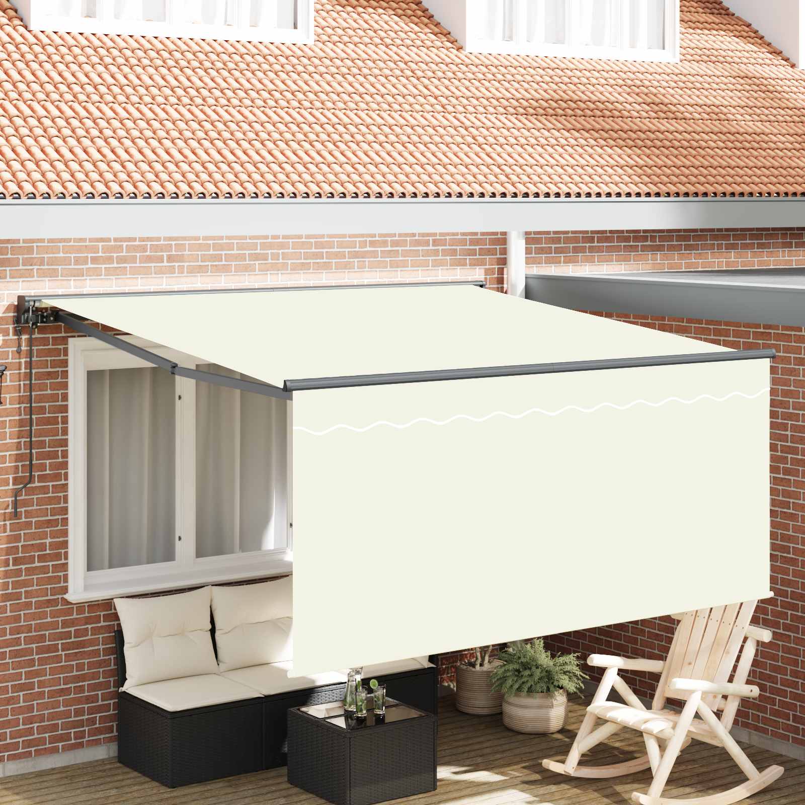 Inklapbaar Zonnescherm Crème 350 X 250 Cm Crème (Anthraciet Frame)