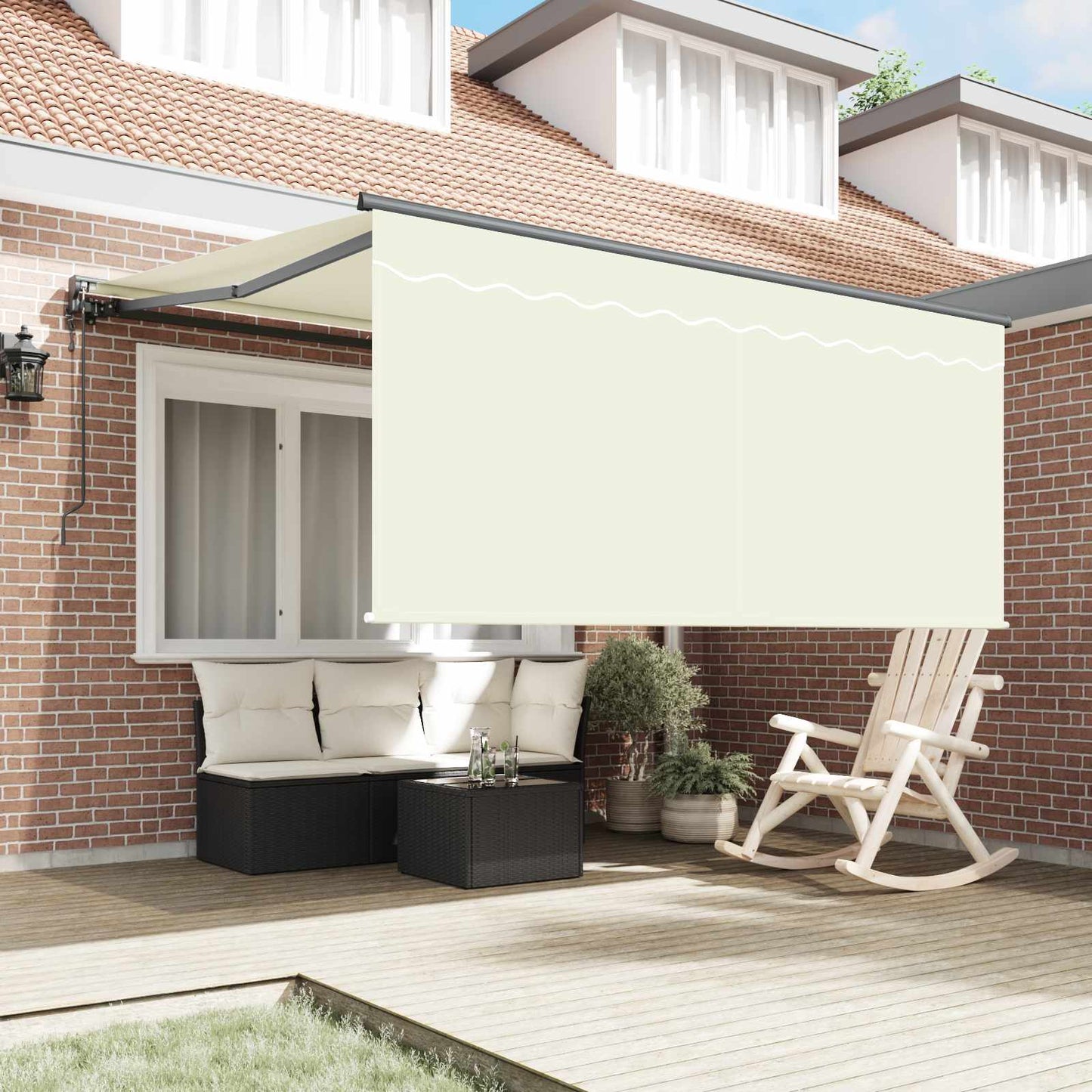 Inklapbaar Zonnescherm Crème 350 X 250 Cm Crème (Anthraciet Frame)