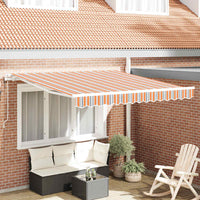 Elektrisch Uittrekbaar Zonnescherm Multikleur 450 × 300 Cm Oranje, Grijs, Blauw En Wit
