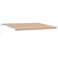 Elektrisch Uittrekbaar Zonnescherm Multikleur 450 × 300 Cm Oranje, Grijs, Blauw En Wit
