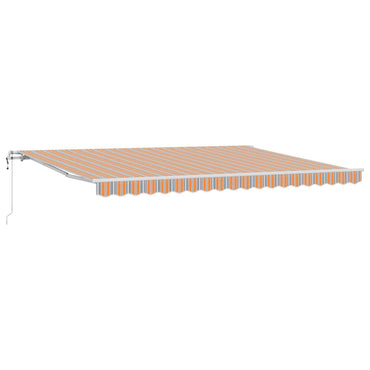 Elektrisch Uittrekbaar Zonnescherm Multikleur 450 × 300 Cm Oranje, Grijs, Blauw En Wit