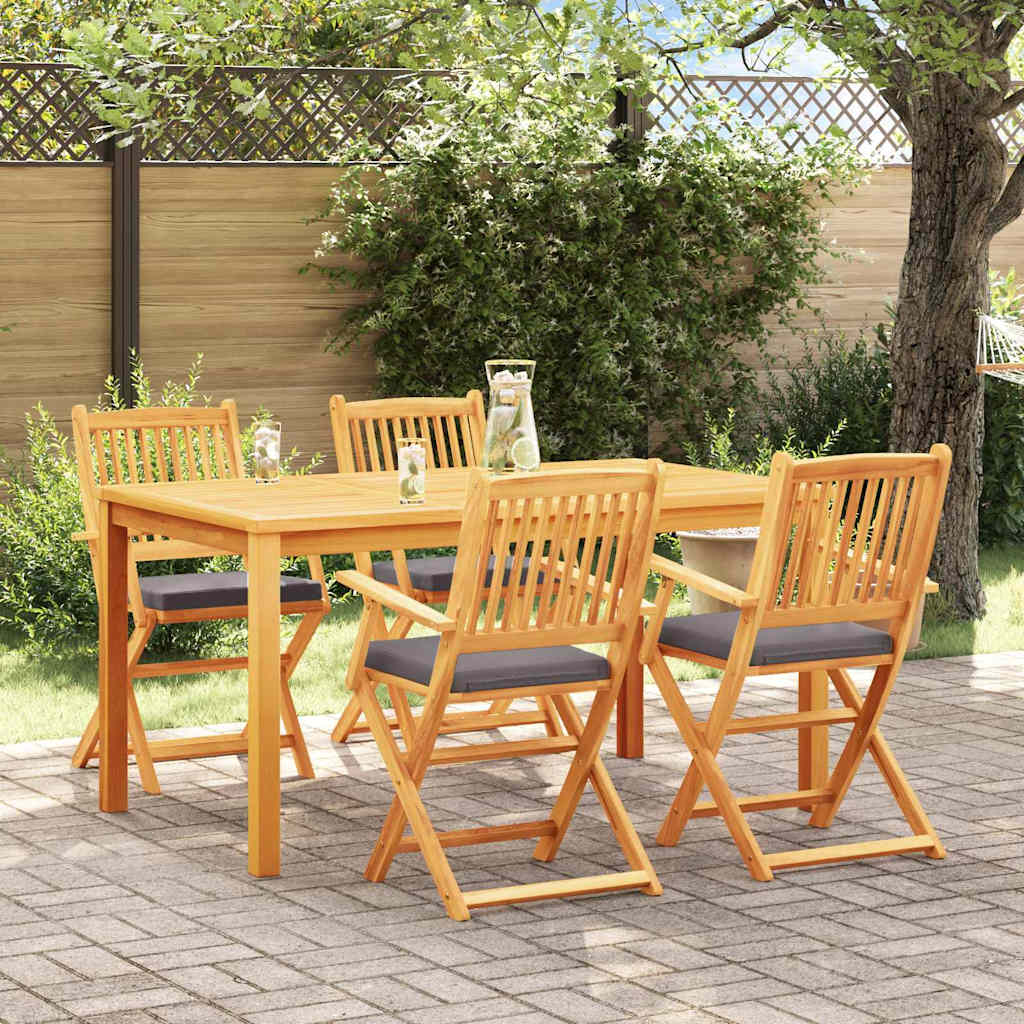 Opvouwbare Stoel Met Kussen 4 Pcs Grijs 49 X 57,5 X 92Cm