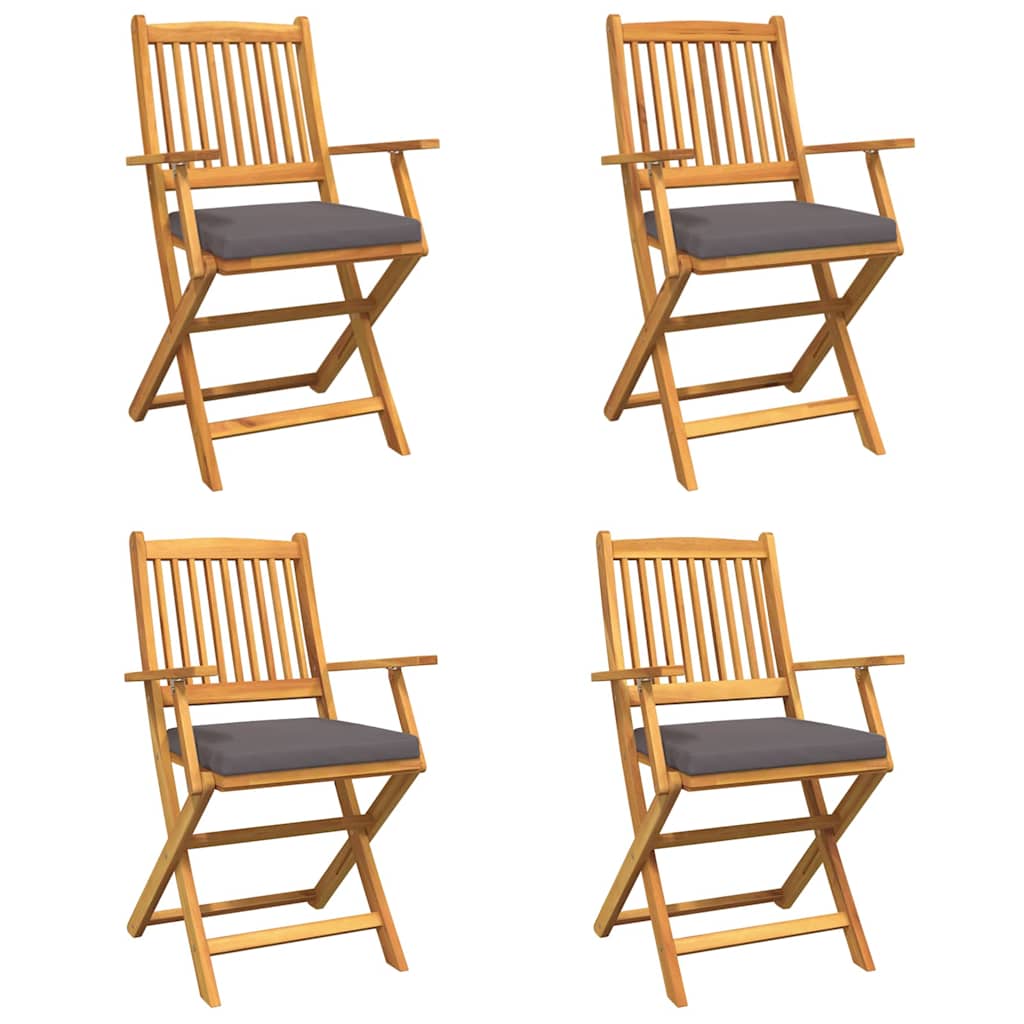 Opvouwbare Stoel Met Kussen 4 Pcs Grijs 49 X 57,5 X 92Cm