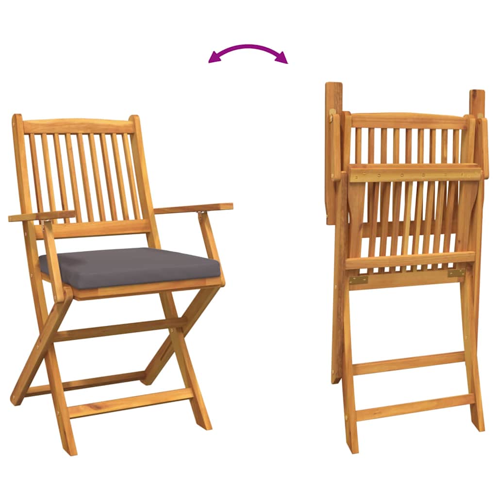 Opvouwbare Stoel Met Kussen 4 Pcs Grijs 49 X 57,5 X 92Cm