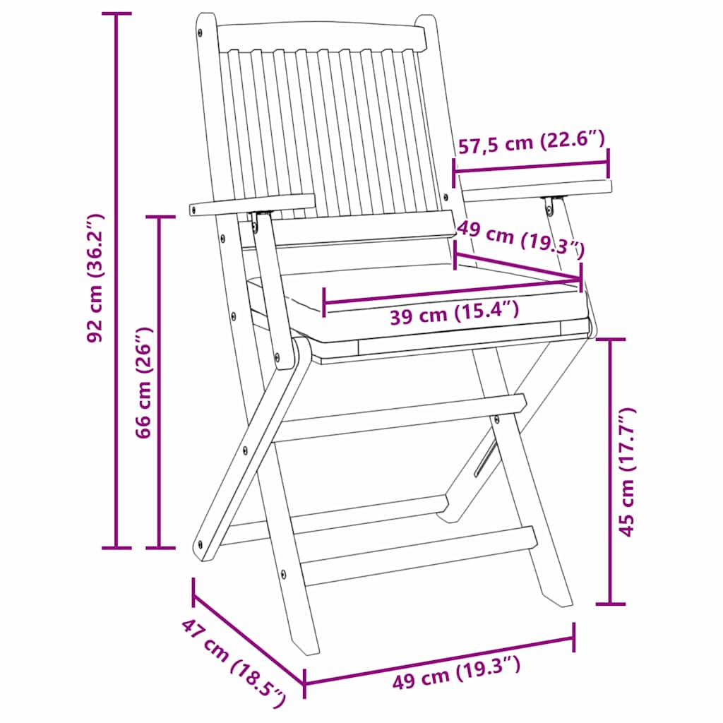 Opvouwbare Stoel Met Kussen 4 Pcs Grijs 49 X 57,5 X 92Cm