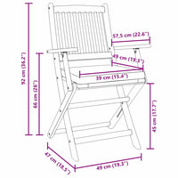 Opvouwbare Stoel Met Kussen 4 Pcs Grijs 49 X 57,5 X 92Cm