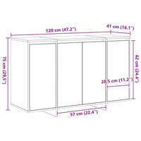 Dressoir 120 X 41 X 75 Cm Bewerkt Hout
