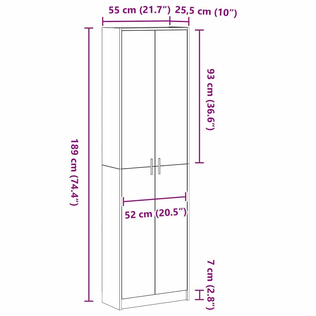 Kledingkast 55 X 25 X 189 Cm Bewerkt Hout