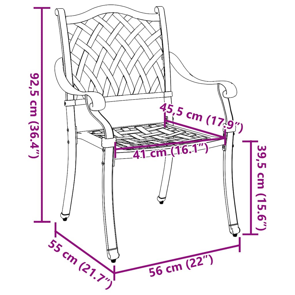 Tuinstoel 2 Pcs 56 X 55 X 92.5Cm Aluminium