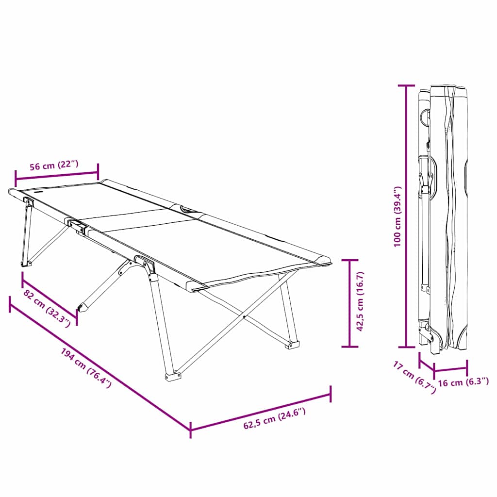 Opvouwbaar Camping Bed 2 Pcs Bossen 194 X 62,5 X 42,5 Cm