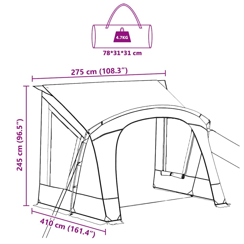 Caravan Tent 5-Person 410 X 275 X 245 Cm