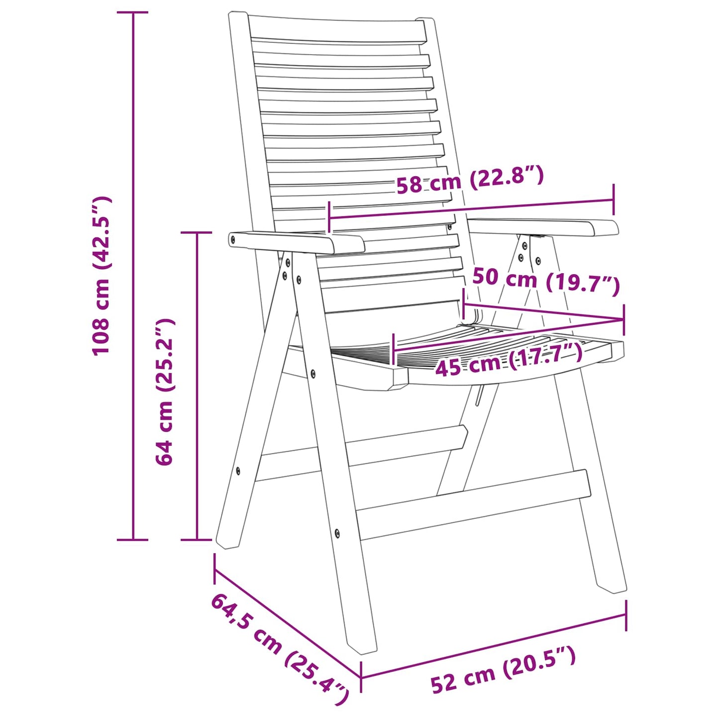 Tuinstoel 6 Pcs Bruin 52 X 64.5 X 108 Cm Massief Teakhout