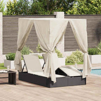 Dubbele Ligbed Verstelbaar Zwart 205 X 129 X 200 Cm Poly Rattan