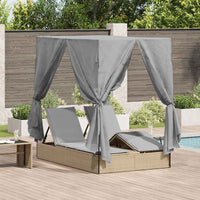 Dubbele Ligbed Verstelbaar Zwart 205 X 129 X 200 Cm Poly Rattan