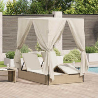 Dubbele Ligbed Verstelbaar Zwart 205 X 129 X 200 Cm Poly Rattan