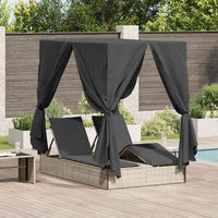 Dubbele Ligbed Verstelbaar Zwart 205 X 129 X 200 Cm Poly Rattan