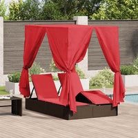Dubbele Ligbed Verstelbaar Zwart 205 X 129 X 200 Cm Poly Rattan