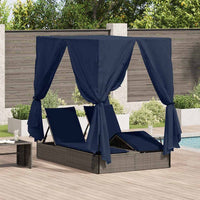 Dubbele Ligbed Verstelbaar Zwart 205 X 129 X 200 Cm Poly Rattan