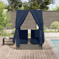 Dubbele Ligbed Verstelbaar Zwart 205 X 129 X 200 Cm Poly Rattan