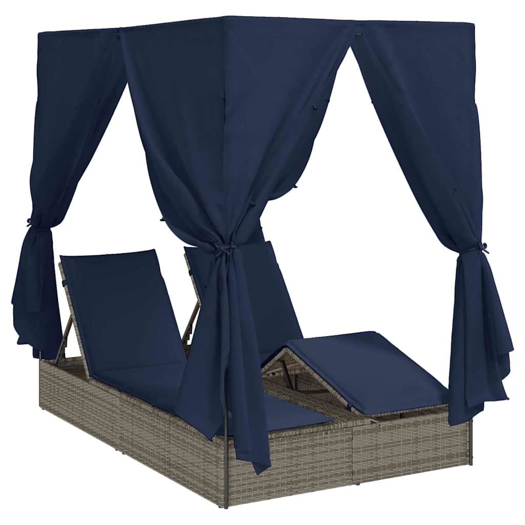 Dubbele Ligbed Verstelbaar Zwart 205 X 129 X 200 Cm Poly Rattan