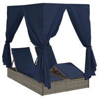 Dubbele Ligbed Verstelbaar Zwart 205 X 129 X 200 Cm Poly Rattan