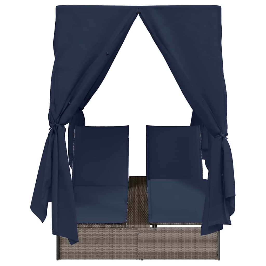Dubbele Ligbed Verstelbaar Zwart 205 X 129 X 200 Cm Poly Rattan
