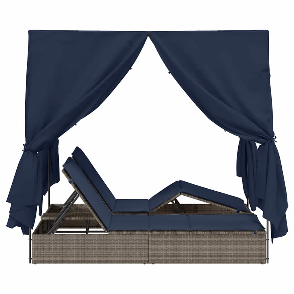 Dubbele Ligbed Verstelbaar Zwart 205 X 129 X 200 Cm Poly Rattan