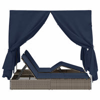 Dubbele Ligbed Verstelbaar Zwart 205 X 129 X 200 Cm Poly Rattan