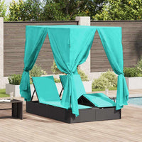 Dubbele Ligbed Verstelbaar Zwart 205 X 129 X 200 Cm Poly Rattan