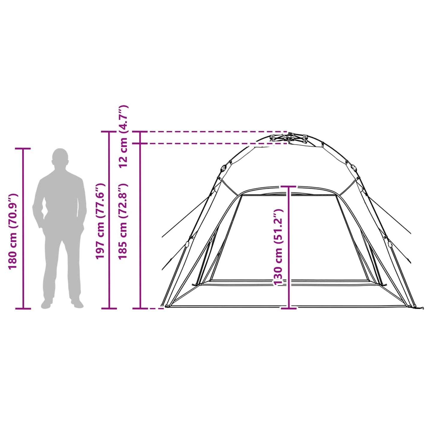 Instant Tent 4-Person Quick-Release 260 X 260 X 197 Cm