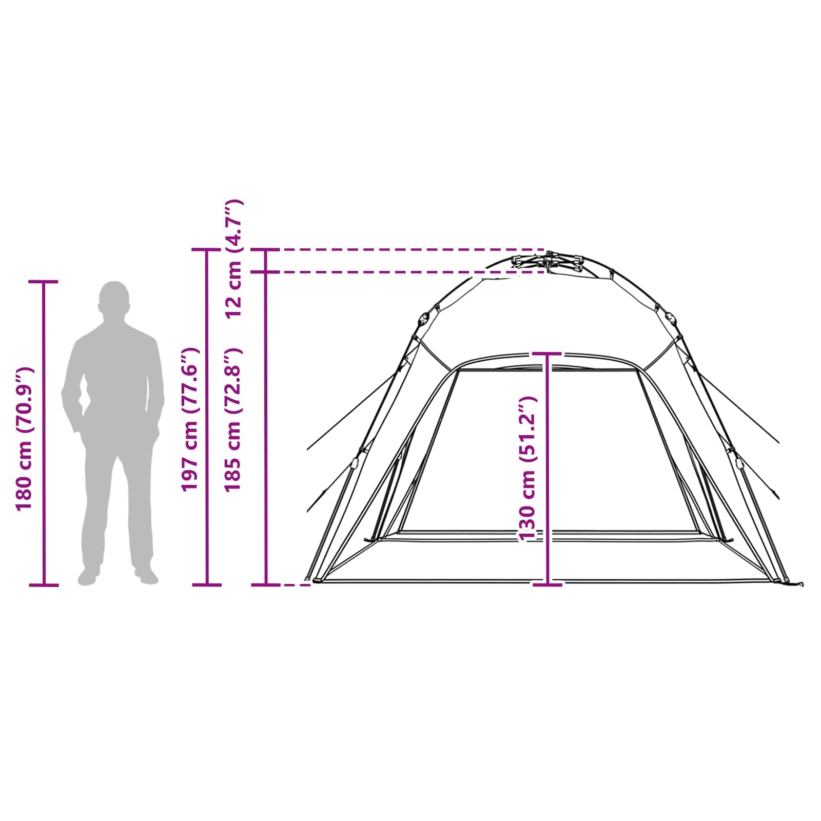Instant Tent 4-Person Quick-Release 260 X 260 X 197 Cm