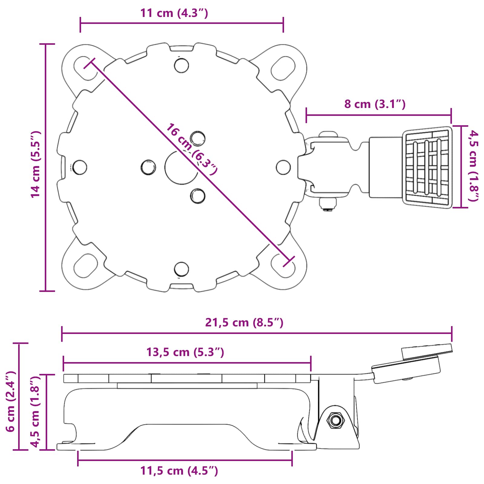 Parasolvoet Zilver 23 X 14 X 6 Cm