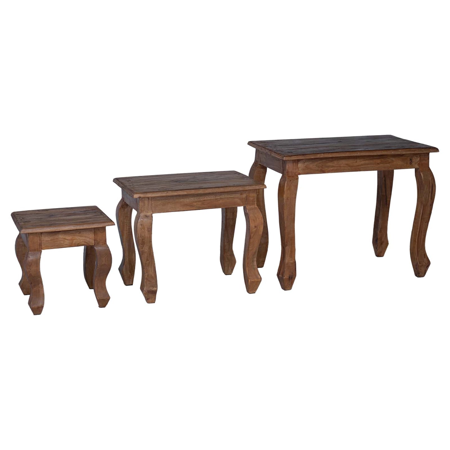 Nesttafel 3 Pcs Bruin Massief Mahoniehout